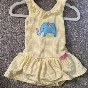 JoJo Maman Bebe Yellow One Piece with Blue Elephant